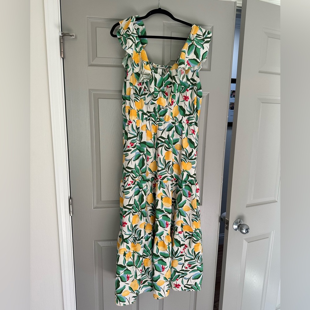 Ava & Viv Lemon Print Flutter Sleeve Dress